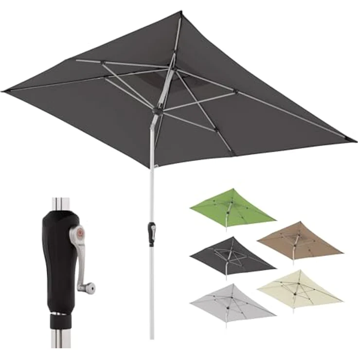 Doppler Sonnenschirm SL-AZ Auto Tilt 190x290 cm Natur I Gartenschirm knickbar I Kurbelschirm mit UV-Schutz 80+ I Kurbelschirm aus Aluminium I regenabweisendes Polyester-Schirmdach – Bild 2