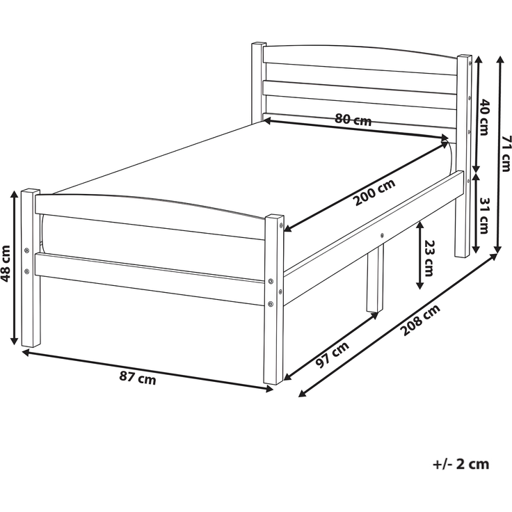 Bett mit Lattenrost Kiefernholz ECHALLON 80 x 200 cm Hellbraun – Bild 2