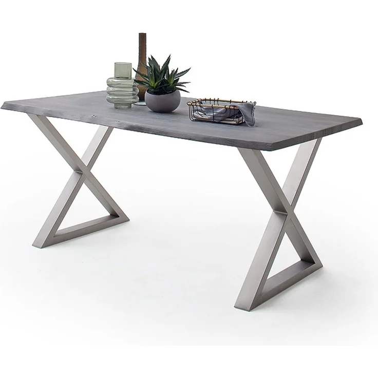 Baumkantentisch >Calabria< in Akazie grau lackiert - 200x77,5x100 (BxHxT) – Bild 1