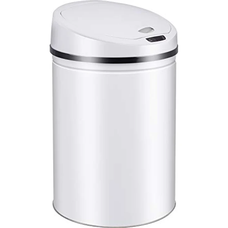 Ribelli Edelstahl Mülleimer 50 Liter - Abfalleimer mit Sensor - automatisches Öffnen und Schließen - Klemmring für Müllbeutel - Abnehmbarer Deckel - mit LED-Funktionsanzeige (Weiß) – Bild 1