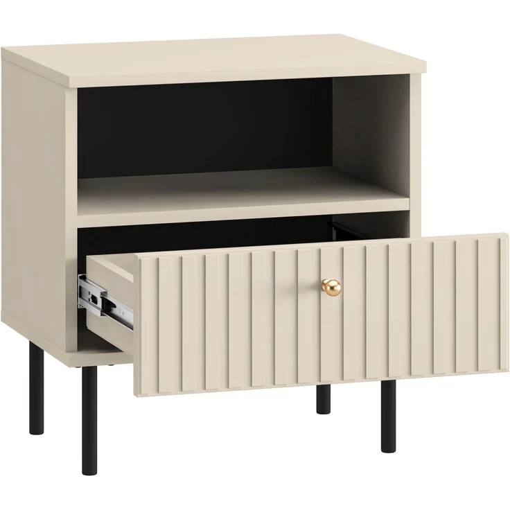 Selsey 'Caletto' Nachttisch mit Schublade, beige, ca. 53 x 50 x 34 cm – Bild 4