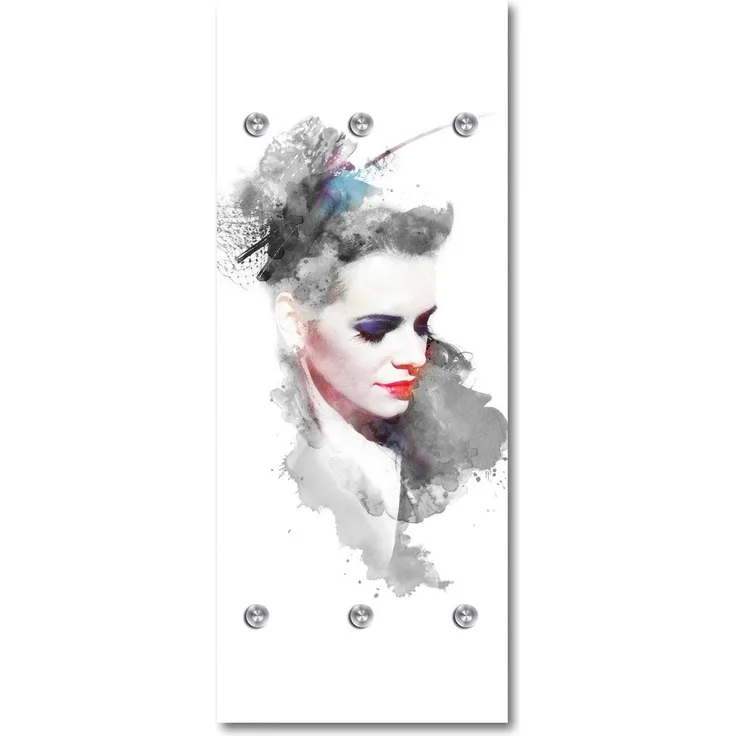Queence Garderobe - "Adelaide" Druck auf hochwertigem Arcylglas inkl. Edelstahlhaken und Aufhängung, Format: 50x120cm