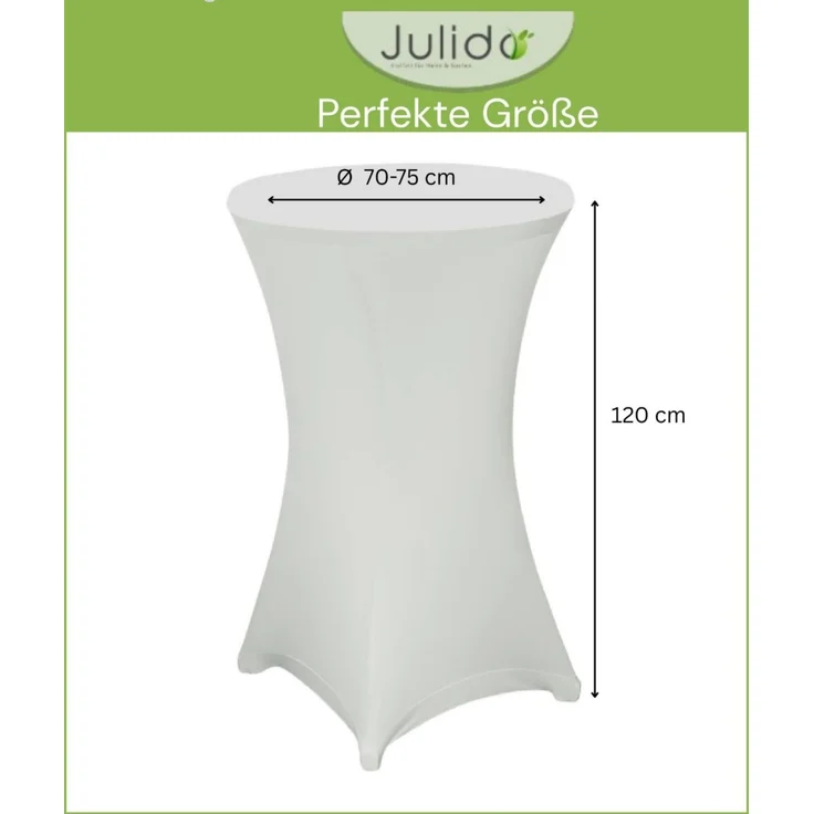 6x Julido Stehtischhusse Husse Stretch Weiß Ø 70cm Bistrotisch Stehtische – Bild 2