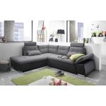 Ecksofa JAK Couch Schlafcouch Sofa Lederlook grau schwarz Ottomane links L-Form