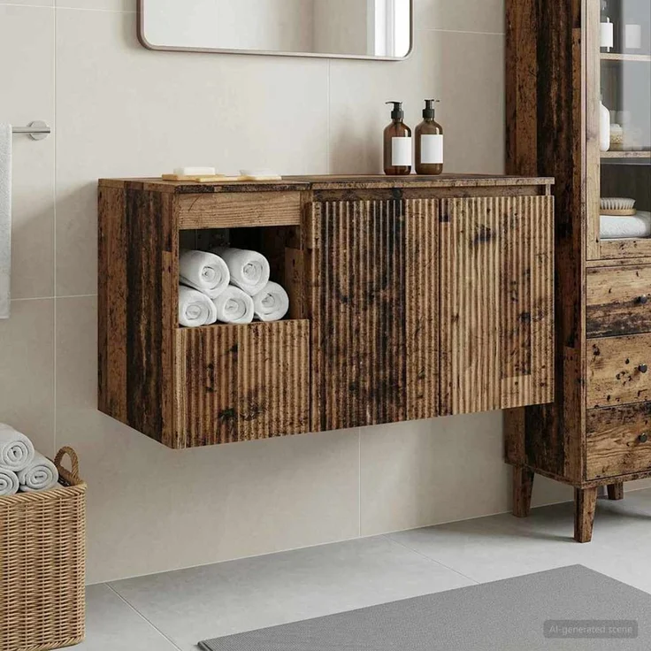 vidaXL Badezimmerschrank-Set 2 stk. Altholz 92,5 x 44,5 x 50 cm 3404122 – Bild 1