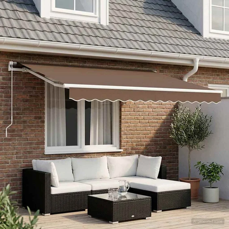vidaXL Ausziehbare Markise Taupe 350 x 250 cm Polyester und Aluminium 3425930 – Bild 1