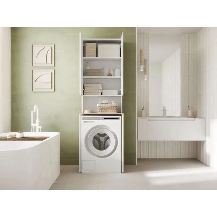 Platan Room Waschmaschinenumbauschrank Badschrank LORA Waschmaschinenschrank Badezimmer Hochschrank 210 x 65 x 50 cm – Bild 5