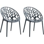 CLP 2er Set Gartenstuhl Hope, Modernes Design, Wetterfest, Stapelbar, Mit Armlehnen,anthrazit