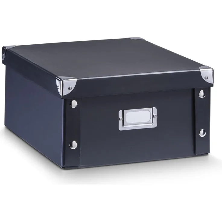 Zeller Present Aufbewahrungsbox Aufbewahrungsbox, Pappe, schwarz, 31 x 26 x 14 cm