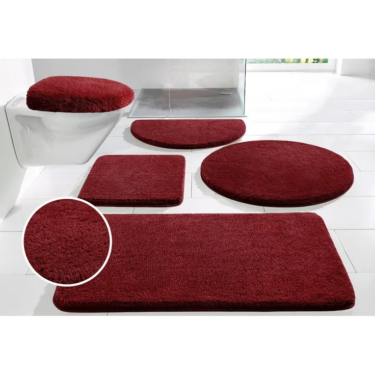 my home Badematte Merida, Badvorleger, Badezimmer Teppich, Höhe 32 mm, rutschhemmend beschichtet, fußbodenheizungsgeeignet, schnell trocknend, strapazierfähig, Kunstfaser, 2-tlg. Stand-WC Set, Badteppich, Uni Farben, rechteckig, rund & als 2-tlg. Set e...
