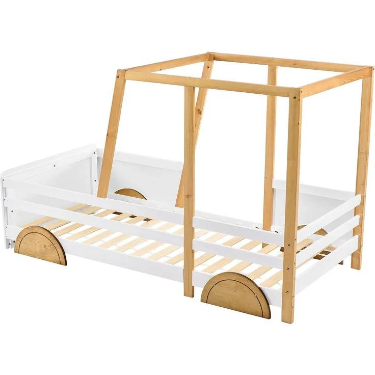 Kinderbett mit Lattenrost, 90x200 cm, Kinderbett mit Rausfallschutz, Kiefer – Bild 9