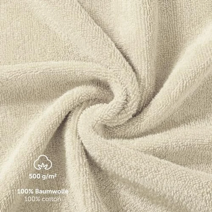Blumtal Saunatuch, Rechteckig 80x200 cm, Beige, Frottier, 100% Baumwolle, schadstoffgeprüft, 2er Set – Bild 3