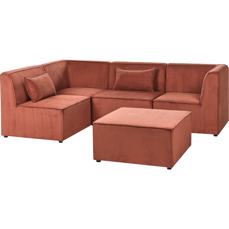 Modul Ecksofa 4-Sitzer LEMVIG Cord Dunkelrot linksseitig – Bild 5