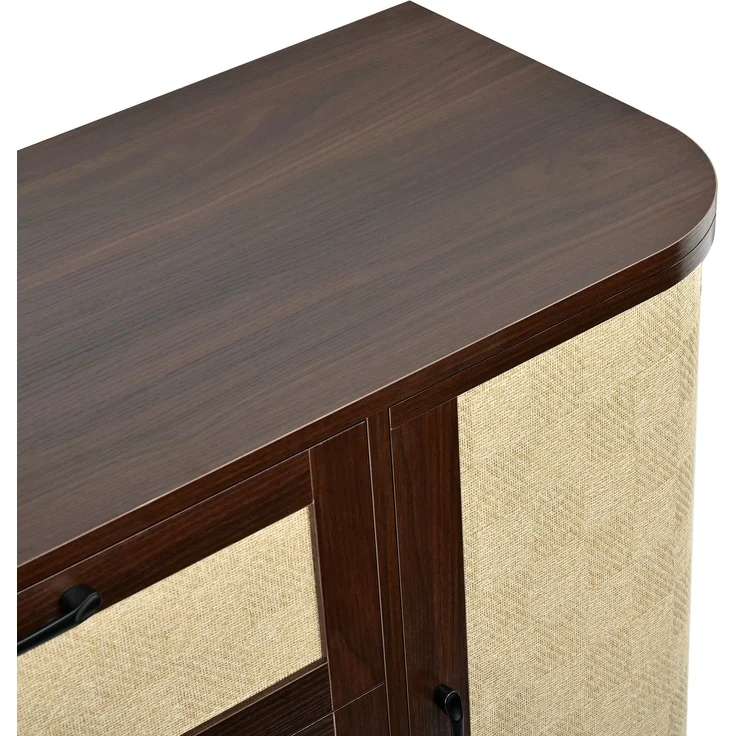 ZUBALIYA Wohnwand Set TV-Lowboard & Sideboard mit Geflechtfront / MDF-Korpus, MDF-Korpus, 120.00 x 40.00 x 82.00 cm, fürs Wohnzimmer, mit Schubladen, mit Stauraum, Samt, Walnuss – Bild 18