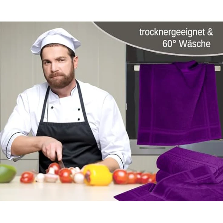 Lashuma Geschirrtuch - Premium, (Spar - Set, 4-tlg, 4er Frottee Küchenhandtücher 50x50 cm), aus 100% Baumwolle, extra saugstarkt und langlebig – Bild 6