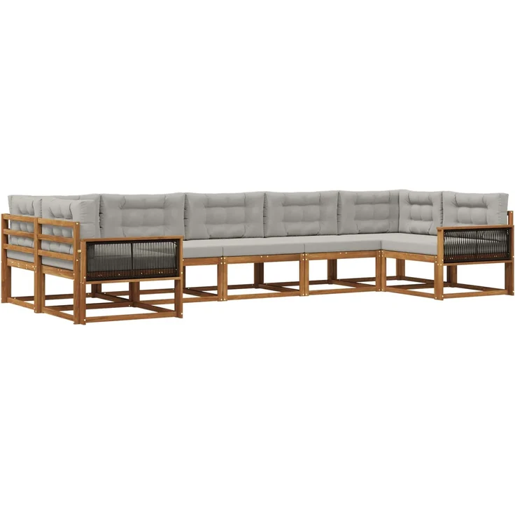 vidaXL Outdoor-Sofagarnitur 7 stk. 7-Sitzer Natur und Hellgrau 3382864 – Bild 2