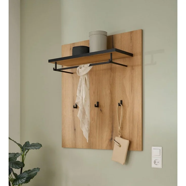 Home affaire Garderobenpaneel Cantara, Wandregal, Flurgarderobe mit Hutablage, Kleiderstange & Haken, vielseitig einsetzbar, in zwei Farben verfügbar, 79 cm breit – Bild 5