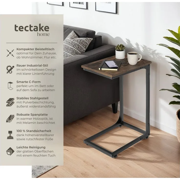 tectake Beistelltisch Erie (1-St, 1 tlg), Industrial Style