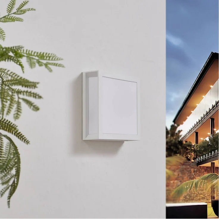 Lindby Außen-Wandleuchte Sivana, Metall, Weiß IP44, 2 x 15 W LED – Bild 3