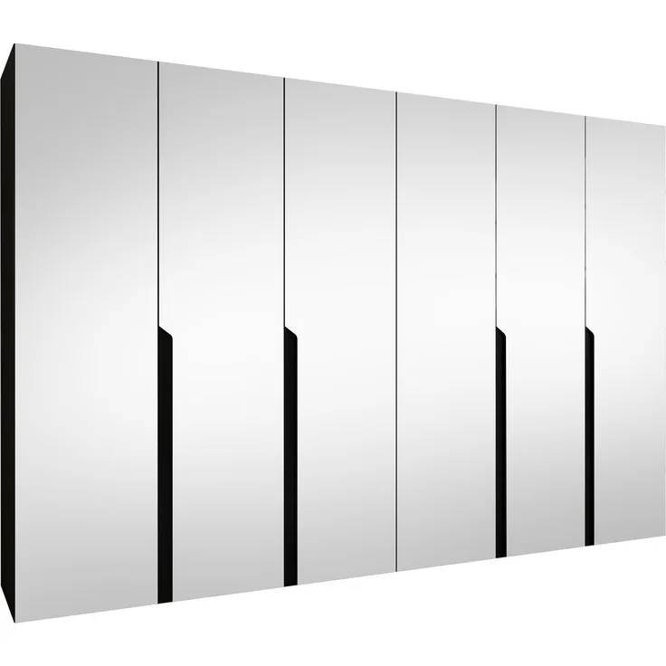 Kleiderschrank Veluna III 300 (Farbe: Schwarz / Schwarz + Schwarz)