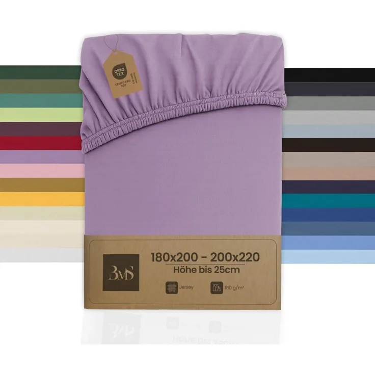 Jersey Spannbettlaken flieder rosa 180x200 - 200x220 cm Höhe bis 25cm