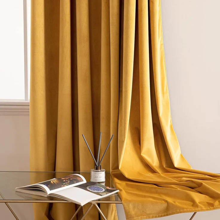 Woaboy Verdunkelungsvorhang Senfgelb Thermisch mit Ösen 2er Set 140x280 cm – Bild 6