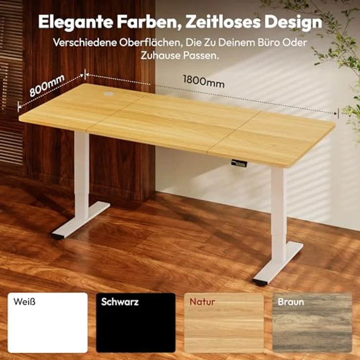 SANODESK Elektrisch Höhenverstellbarer Schreibtisch 180x80 cm – Ergonomischer Steh-Sitz Tisch mit Memory-Funktion für Homeoffice und Heimbüro, ahorn, Computertisch, Standing Desk – Bild 9