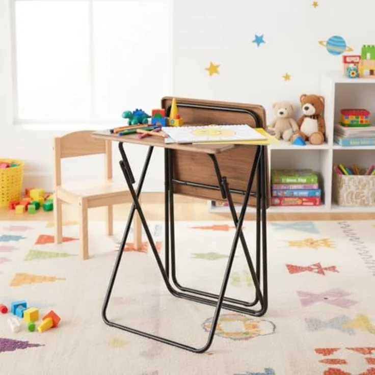 FurnitureR Klappbare Beistelltische, 2er Set, Multifunktional, Tablett Tisch, Sofaside Tisch für Wohnzimmer Esszimmer Büro,Vintage Braun, 48 x 38 x 66,5 cm, – Bild 6