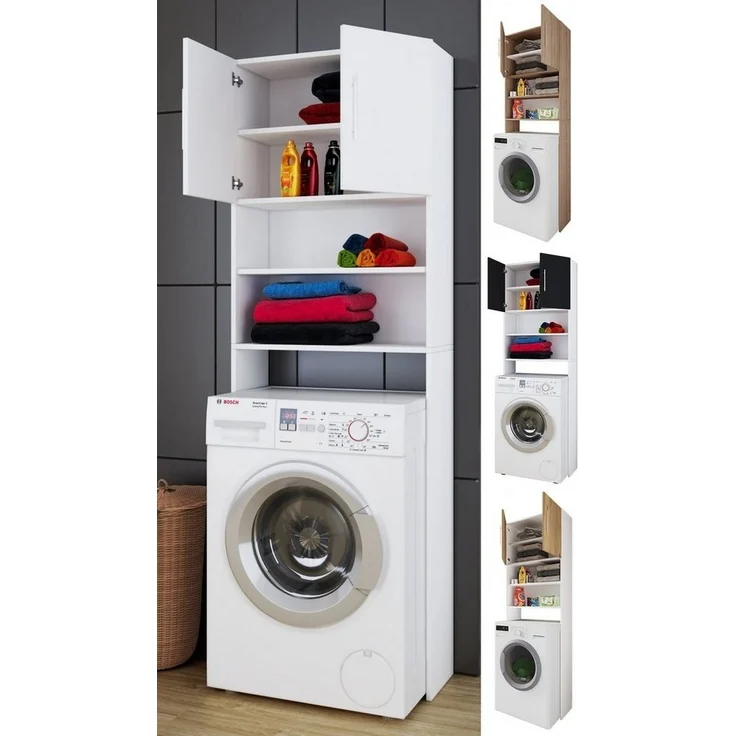 VCM Badmöbel Waschmaschinenschrank Jutas 919460 Sonoma-Eiche B. 64 x H. 190 x T. 25 cm – Bild 1