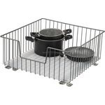 Schrank-Korbauszug für 50 cm Schrank mit Einlegeboden, aus Metall, grau