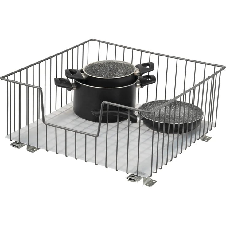 Schrank-Korbauszug für 50 cm Schrank mit Einlegeboden, aus Metall, grau – Bild 1