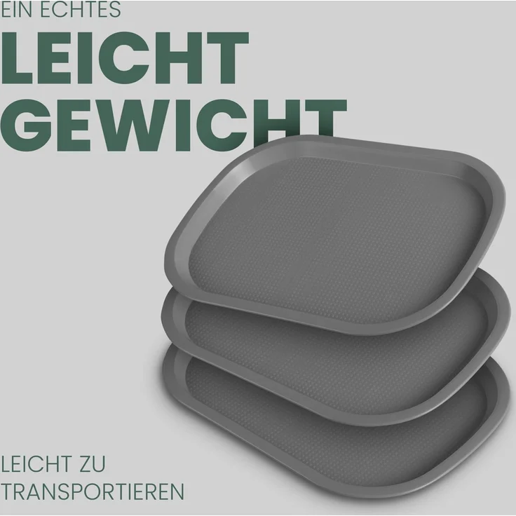Tablett Kunststoff - 37,7cm x 27,7cm Grau 2er-Pack – Bild 8