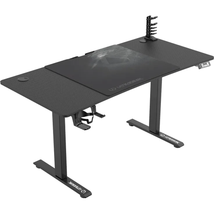 Ultradesk ULTRADESK gaming desk LEVEL V2 140x68cm 72-117cm elektrisch verstellbar mit XXL Mauspad Kopfhörer- und Getränkehalter