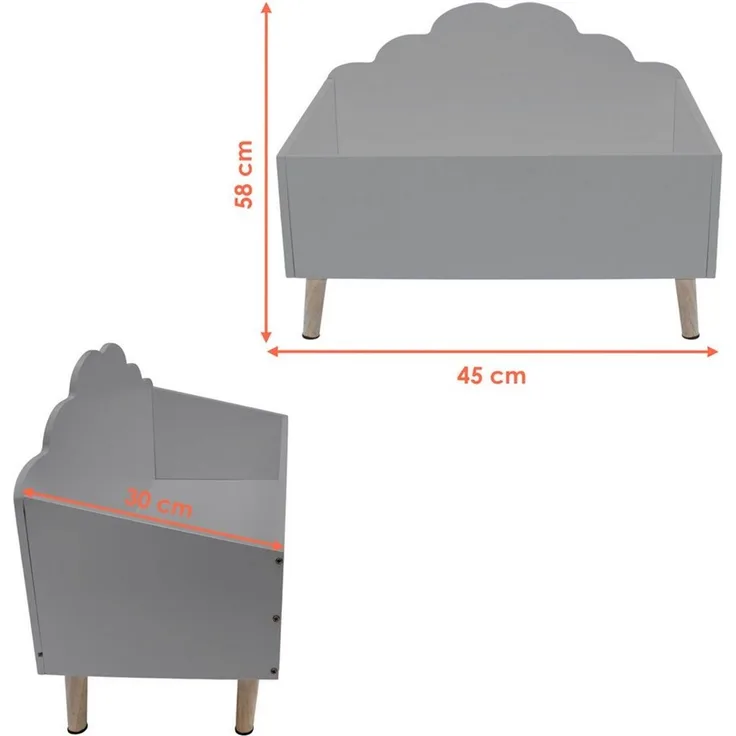 Spetebo Aufbewahrungsbox Kinder Aufbewahrungstruhe Wolke 58x45 cm (Anzahl, 1 St, Stück), robust und langlebig