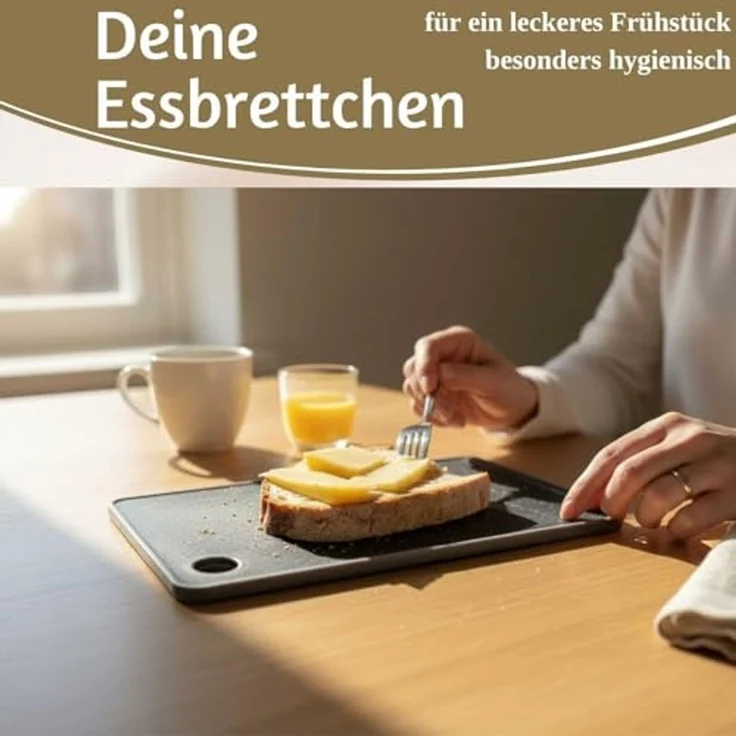 LS-LebenStil Frühstücksbrett 2x Brettchen Essbrettchen Frühstücksbrettchen 23x16cm Granit Optik, Kunststoff, (2-St, Frühstücksbretter Schneidebretter - rundes Loch zum Aufhängen), Kleines Essbrett Brettchen Vesperbrett Spülmaschinenfest – Bild 5