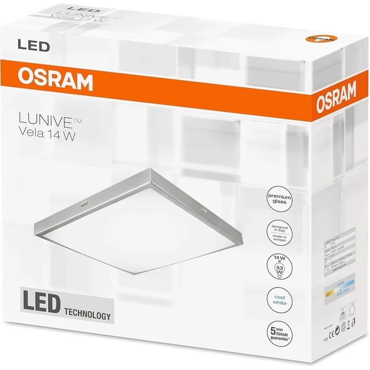 Osram LED Wand- und Deckenleuchte, Leuchte für Innenanwendungen, Kaltweiß, 220,0 mm x 220,0 mm x 55,0 mm, Lunive Vela – Bild 3