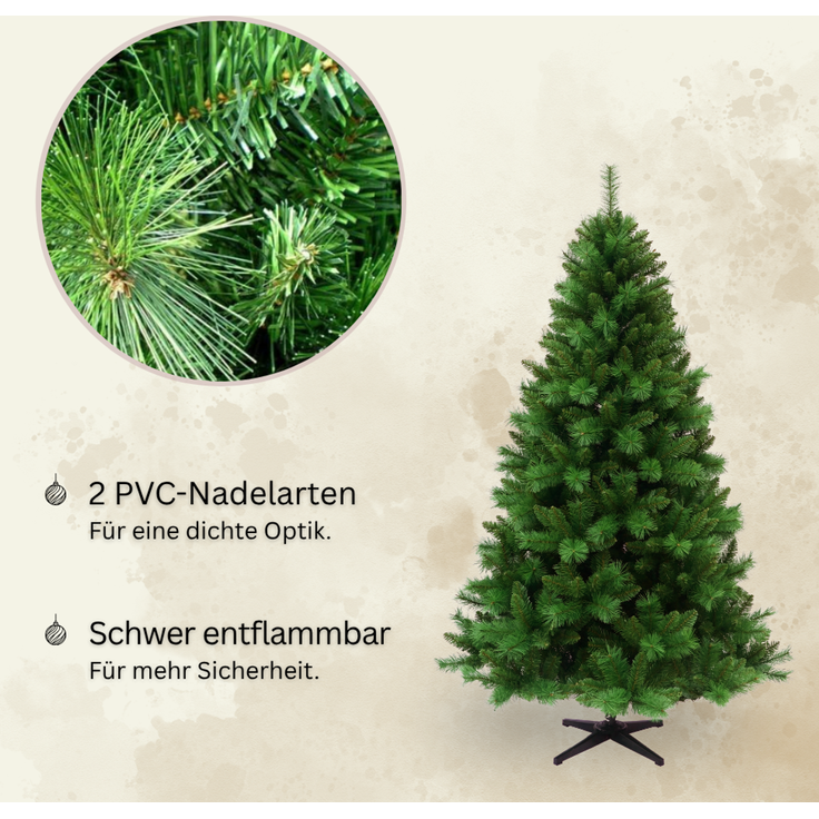 HXT 1101 180 cm künstlicher Weihnachtsbaum inklusive Metallständer, exklusiv & hochwertig, schwer entflammbar – Bild 3