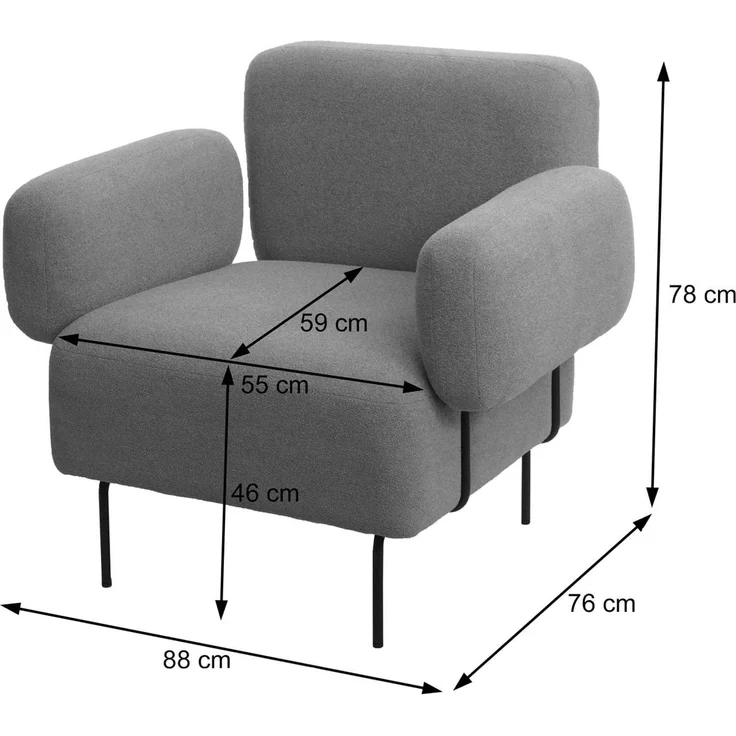 Lounge-Sessel HWC-L83b, Cocktailsessel Polstersessel Sessel, Bouclé Stoff/Textil Metall, creme-weiß – Bild 3