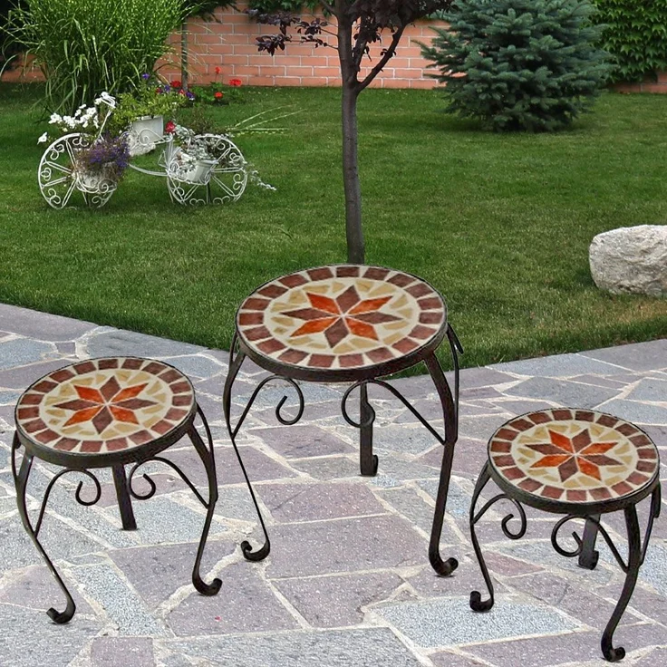 3er Set Mosaik Blumenhocker, rund – Bild 5