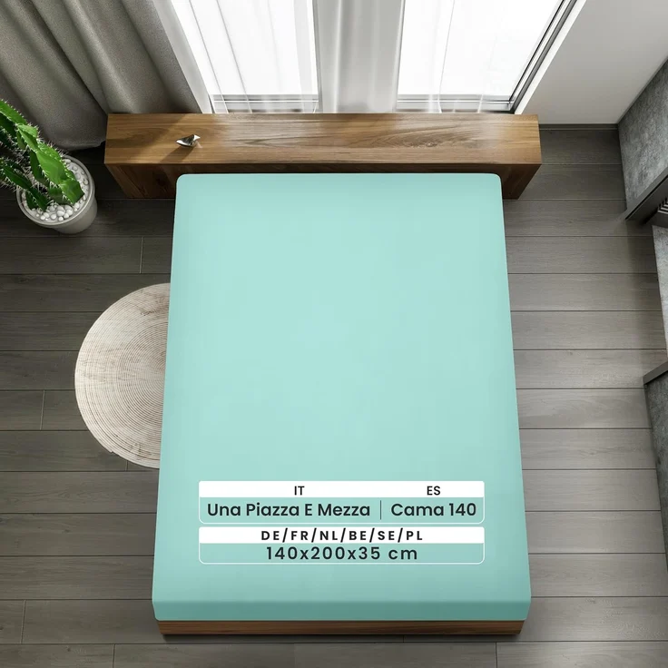 Utopia Bedding - 2er Set Spannbettlaken 140x200 cm - Spa Blau - Gebürstete Mikrofaser Spannbetttuch - 35 cm Tiefe Tasche – Bild 2