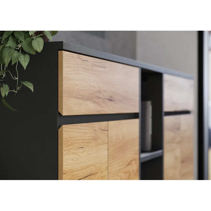 Germania Rollcontainer 4264-549 GW-Lissabon, in Graphit/Eiche, griffloses Design, 41 x 60 x 50 cm (BxHxT) – Bild 5