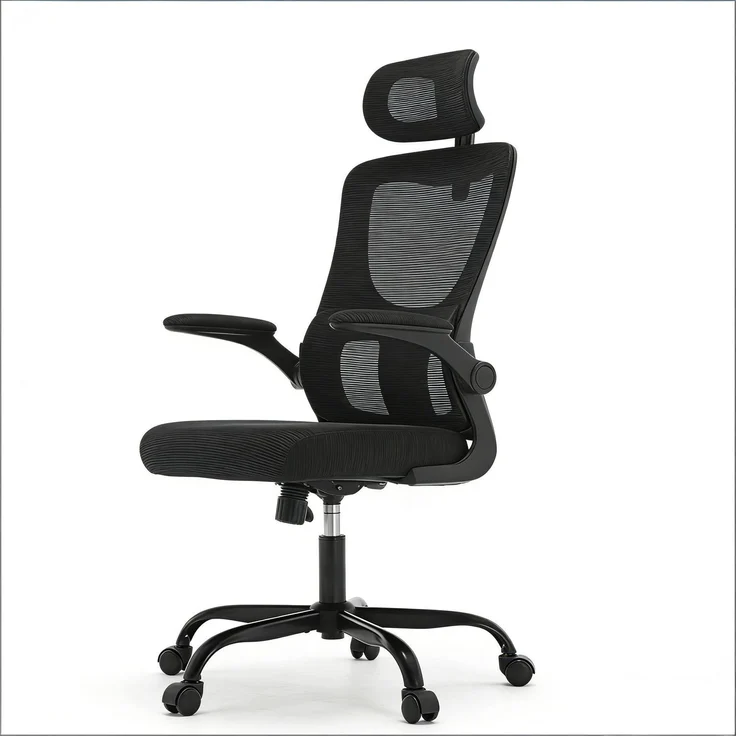 Faumrta Bürostuhl,Hohe Rückenlehne Konferenzstuhl,Atmungsaktiver Computerstuhl,Bequemer Spielstuhl,Bürostuhl mit R?dern(nur mit Bürostühlen)Foam,Metal+Mesh,PU67.5cm*62cm*123.5cmSchwarz – Bild 4