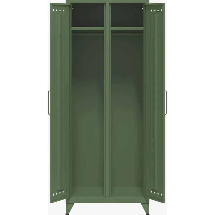 Bisley Fern Maxi Kleiderschrank, mit Kleiderstange und einem festen Fachboden, aus hochwertigem, nachhaltigem Stahl hergestellt, 16 mm große Design Lüftungslöcher auf allen Türen, moderner und industrieller Flair, mit integrierten Füßen, H 1800 x B 700... – Bild 3