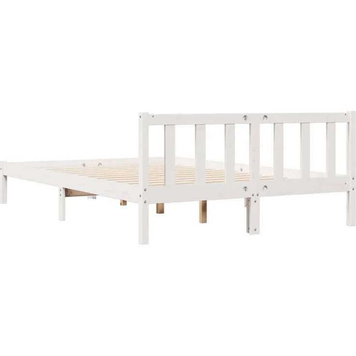 vidaXL Massivholzbett Extra Lang ohne Matratze Weiß 140x210 Kieferholz 852435 – Bild 5