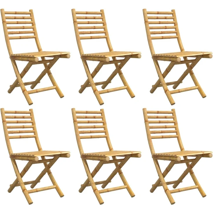 vidaXL Gartenstühle 6 Stk. Klappbar 43x54x88 cm Bambus 3278518 – Bild 3