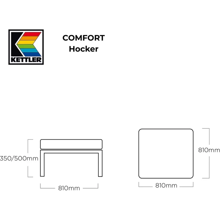 Kettler Comfort Lounge Hocker mit Kissen 81 x 81 x 50 cm – Bild 3