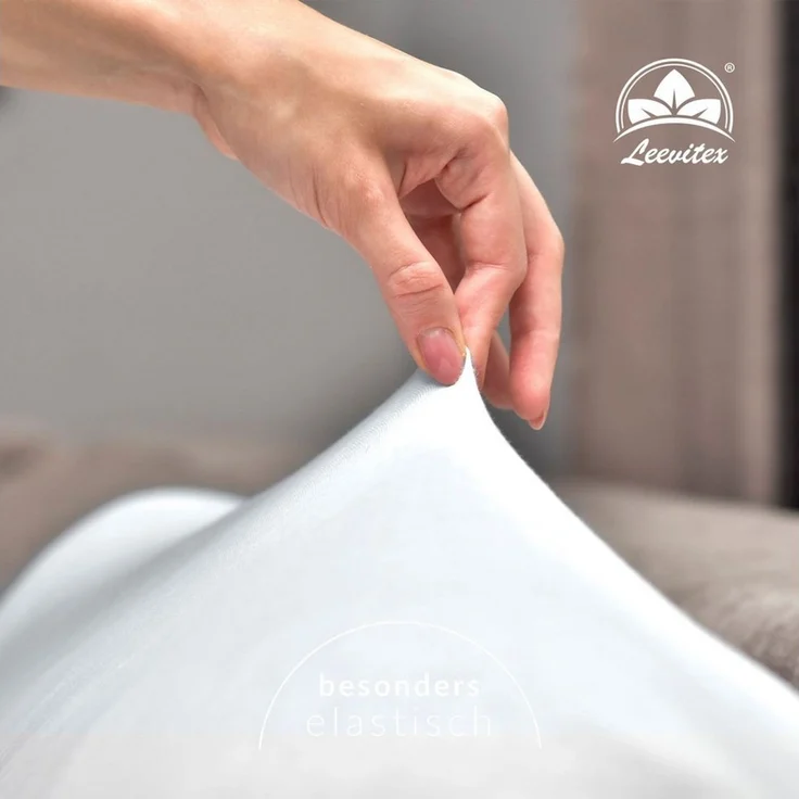 leevitex® Spannbettlaken verschiedene Größen, Stoffgewicht 170 g/m², 40 cm Steghöhe, Jersey, Gummizug: rundum, (1 Stück), verschiedene Farben, OEKO-TEX® STANDARD 100 zertifiziert – Bild 3