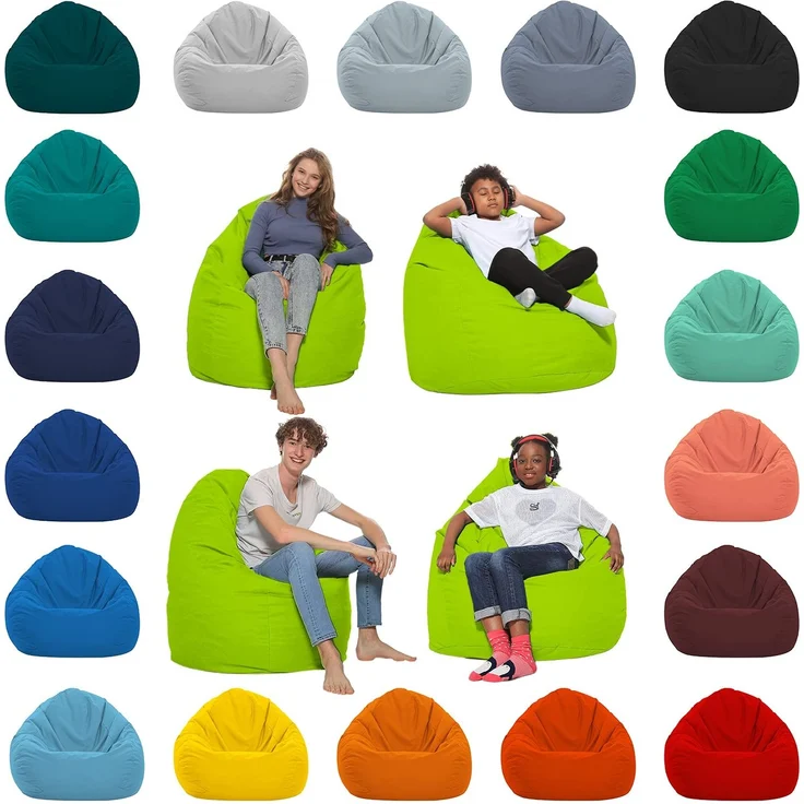 HomeIdeal - Sitzsack XXL Bodenkissen für Erwachsene & Kinder - Geeignet für Gaming oder Entspannen - Indoor wie Outdoor da er Wasserfest ist - mit EPS Perlen, Farbe:Kiwigrün, Größe:XXL – Bild 1