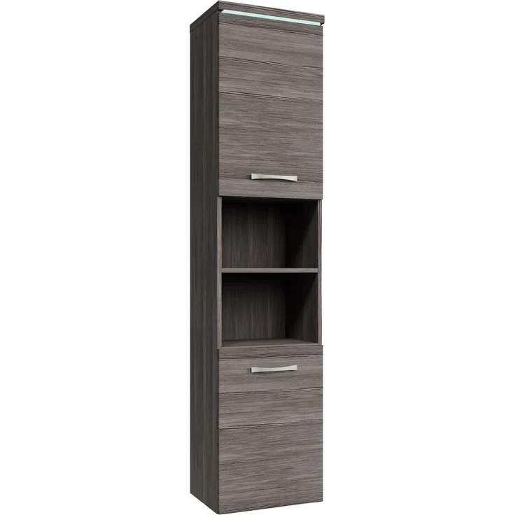 Badplaats Badezimmerschrank Paso 35 x 35 x 160 cm Grau Eiche - Hoch Badschrank Mit 2 Türen – Bild 1