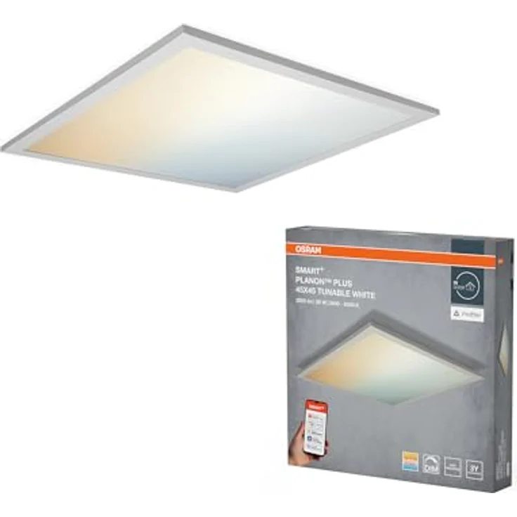 Osram SMART+ Matter Planon Plus LED Panel Tunable White, 450x450 mm, 28W, 2000lm, 3000-6500K, Matter WLAN – Bild 1